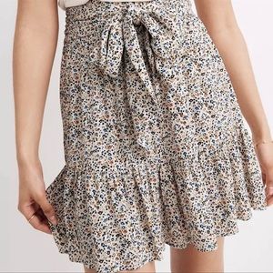 Madewell Ditsy Smock Waisted Ruffles Tie Bandana Mini Skirt Size XS
